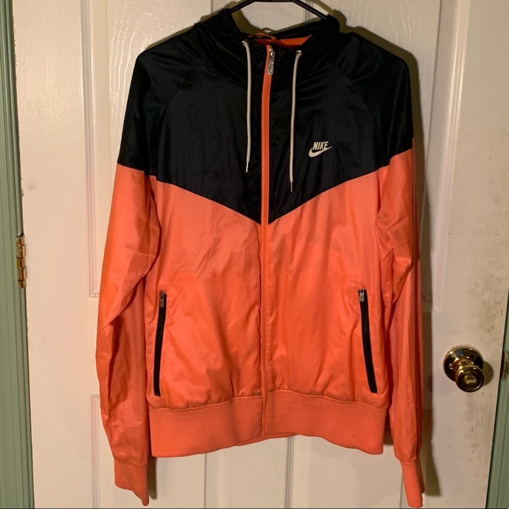 nike windbreaker in dark blue and mango